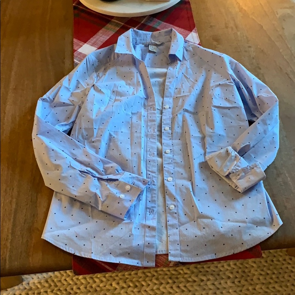 H&M Blue STAR Button Down Dress Shirt Small 4